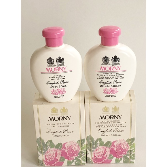 Set VTG Morny English Rose Body Powder & Perfumed Body Lotion London - Picture 1 of 3